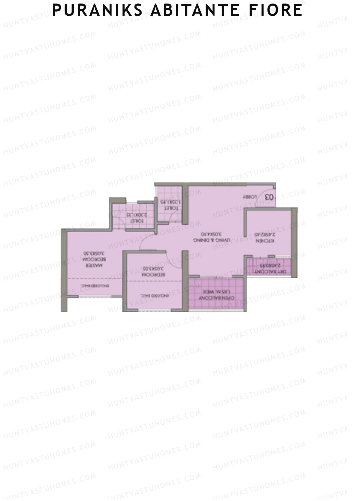 Puraniks Abitante Fiore Tower G Unit 3 (Type C) Floor Plan