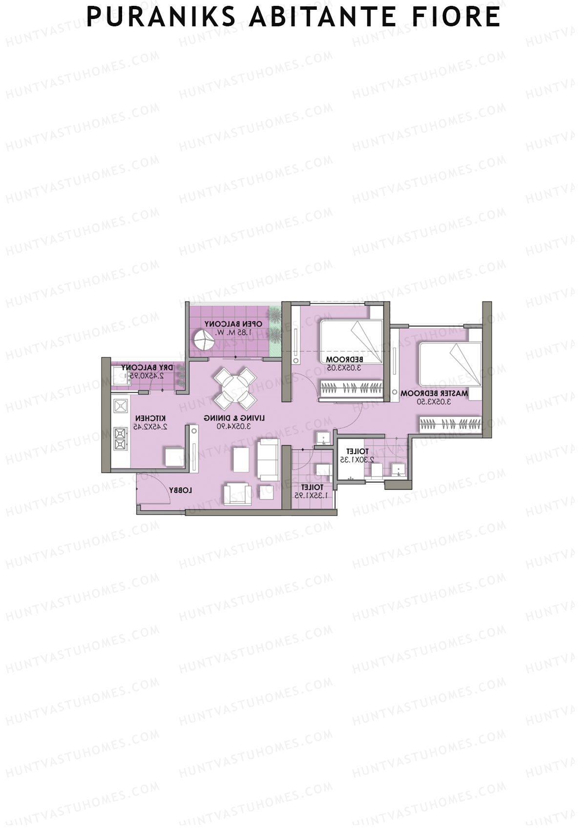 Puraniks Abitante Fiore Tower G Unit 7 (Type B) Floor Plan