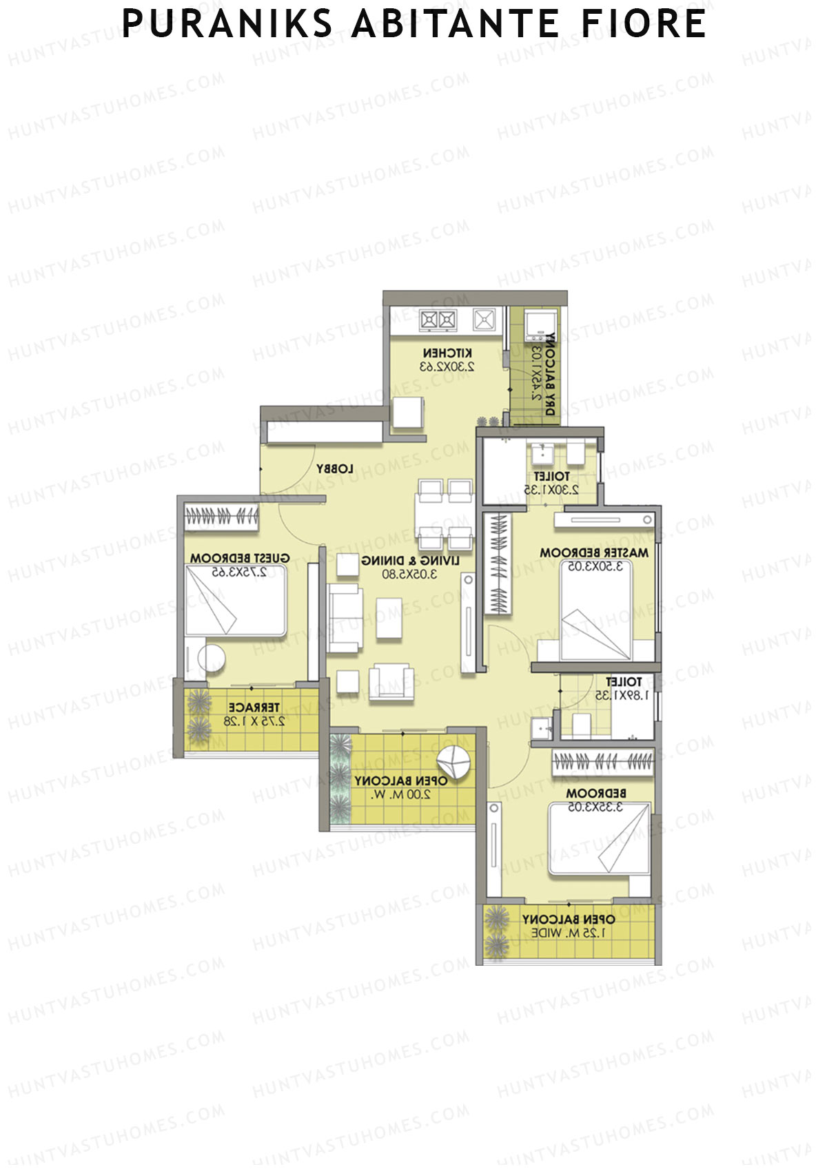 Puraniks Abitante Fiore Tower H Unit 1 (Type A) Floor Plan