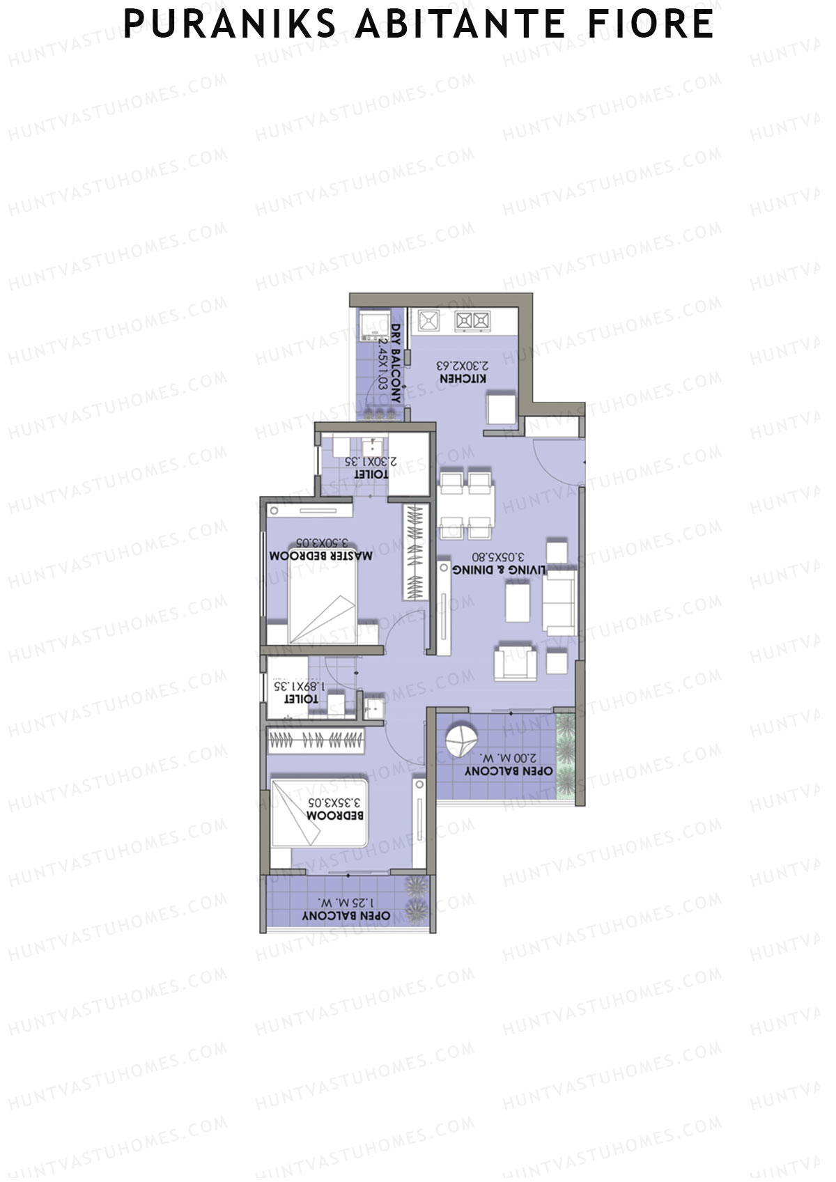 Puraniks Abitante Fiore Tower H Unit 2 (Type A) Floor Plan