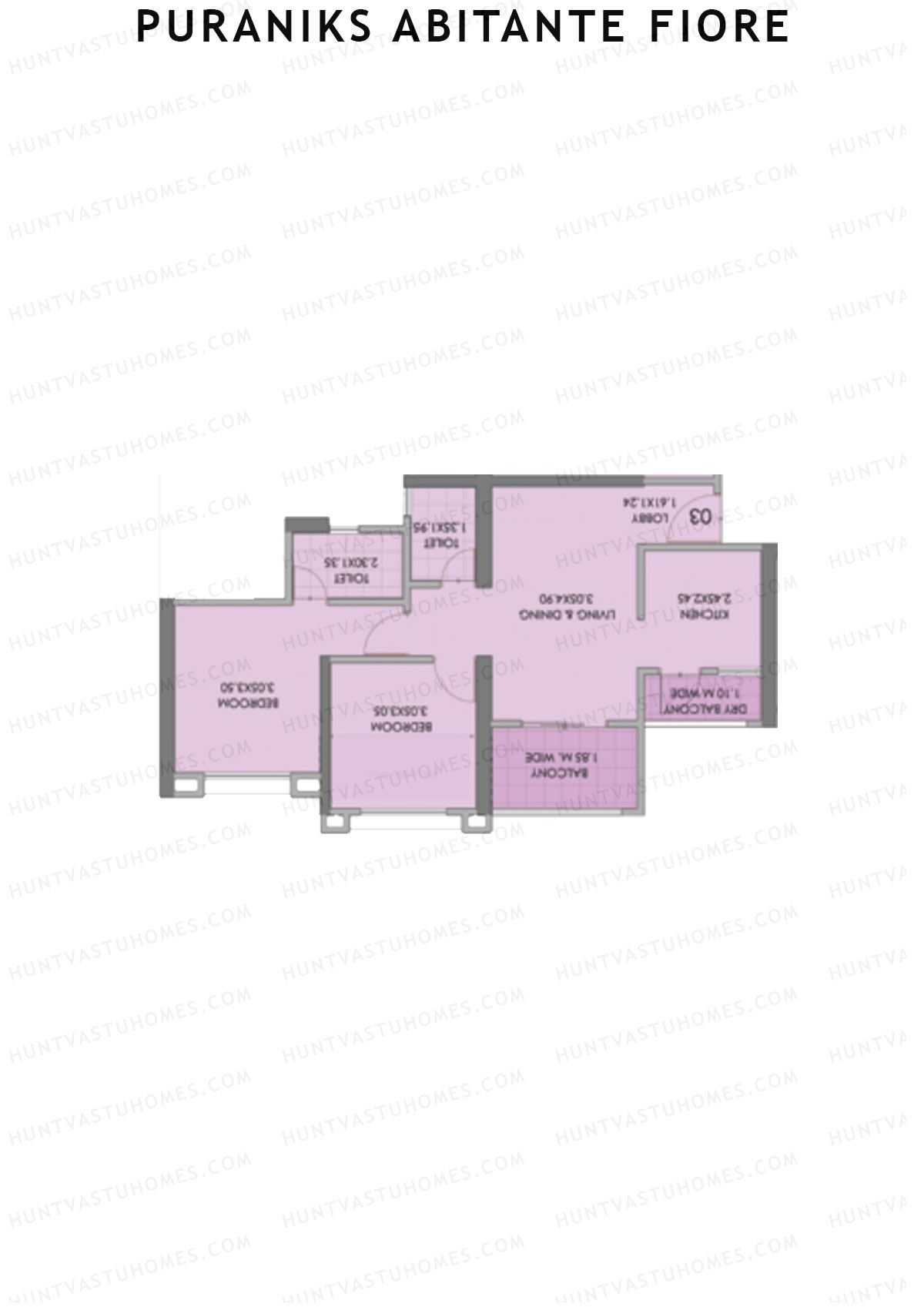 Puraniks Abitante Fiore Tower H Unit 3 (Type C) Floor Plan