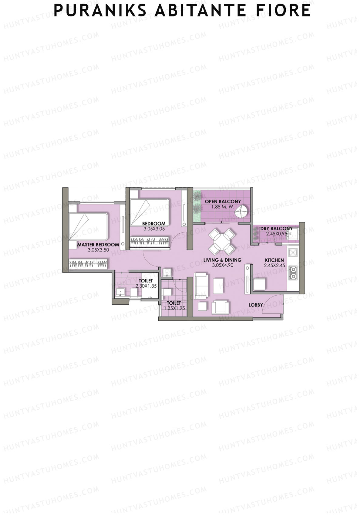 Puraniks Abitante Fiore Tower H Unit 4 (Type C) Floor Plan
