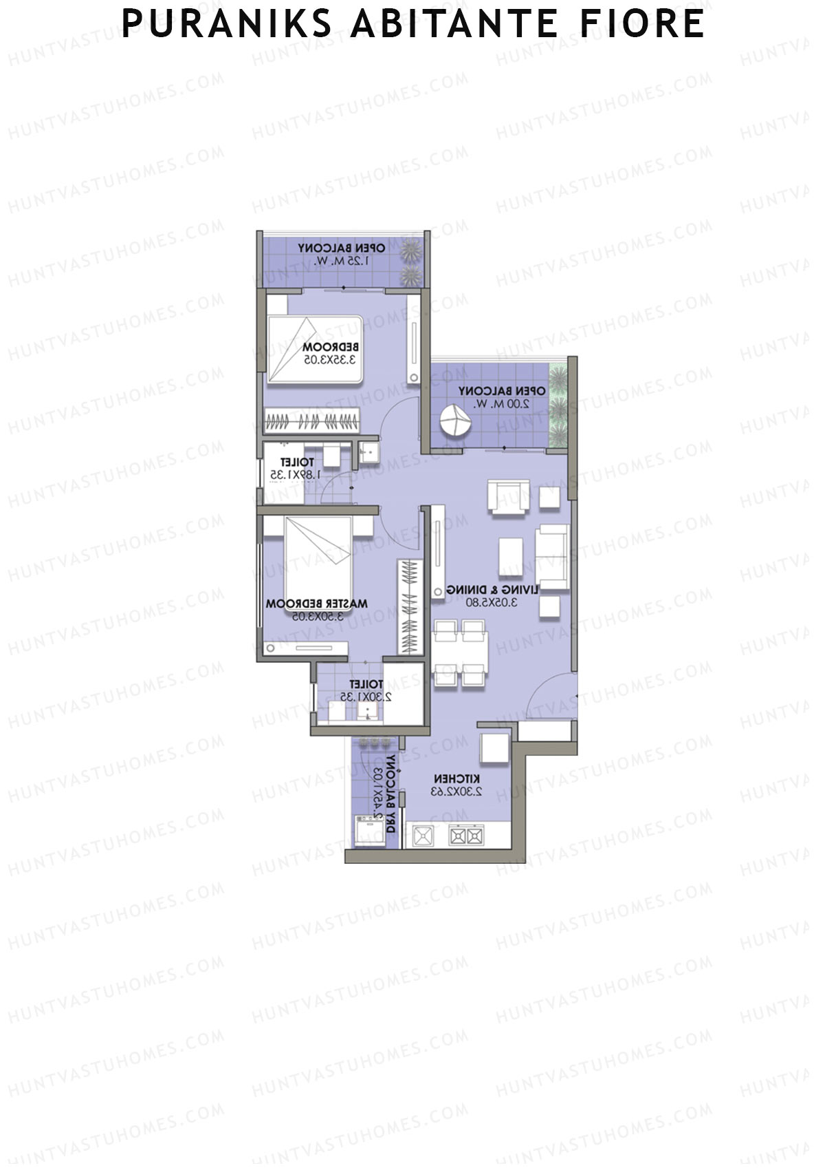 Puraniks Abitante Fiore Tower H Unit 5 (Type A) Floor Plan