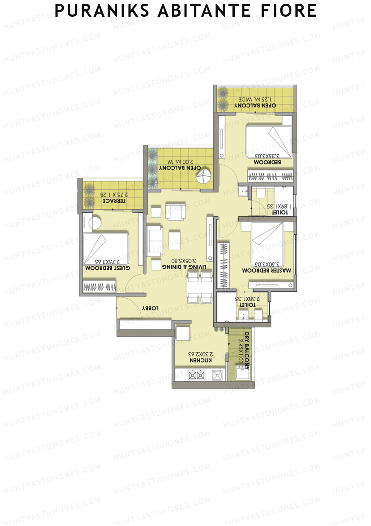 Puraniks Abitante Fiore Tower H Unit 6 (Type A) Floor Plan
