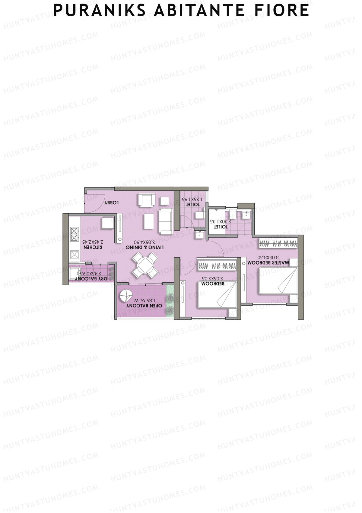 Puraniks Abitante Fiore Tower H Unit 8 (Type C) Floor Plan
