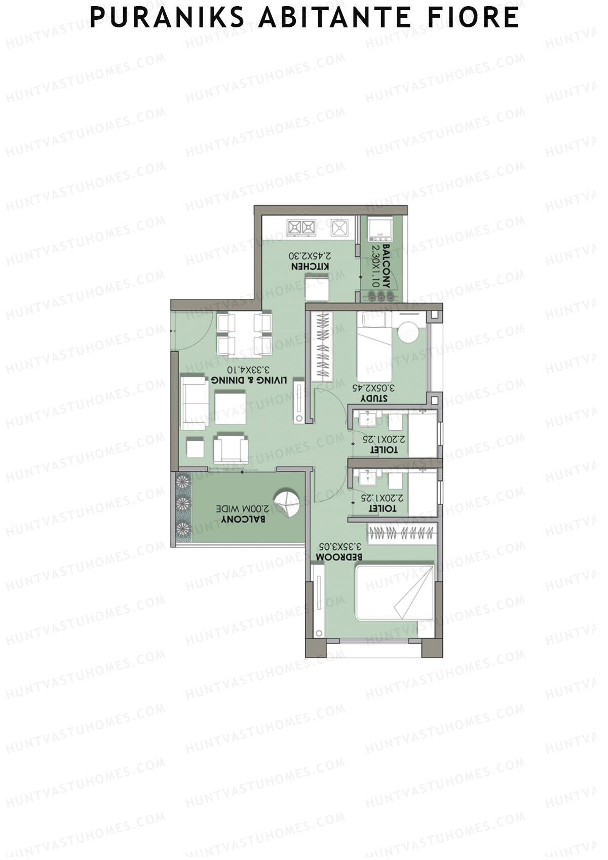 Puraniks Abitante Fiore Tower I Unit 1 (Type A) Floor Plan