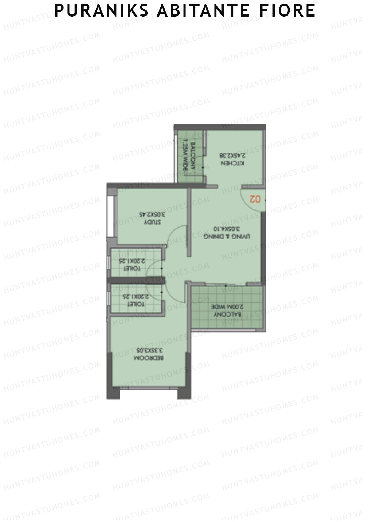 Puraniks Abitante Fiore Tower I Unit 2 (Type D) Floor Plan