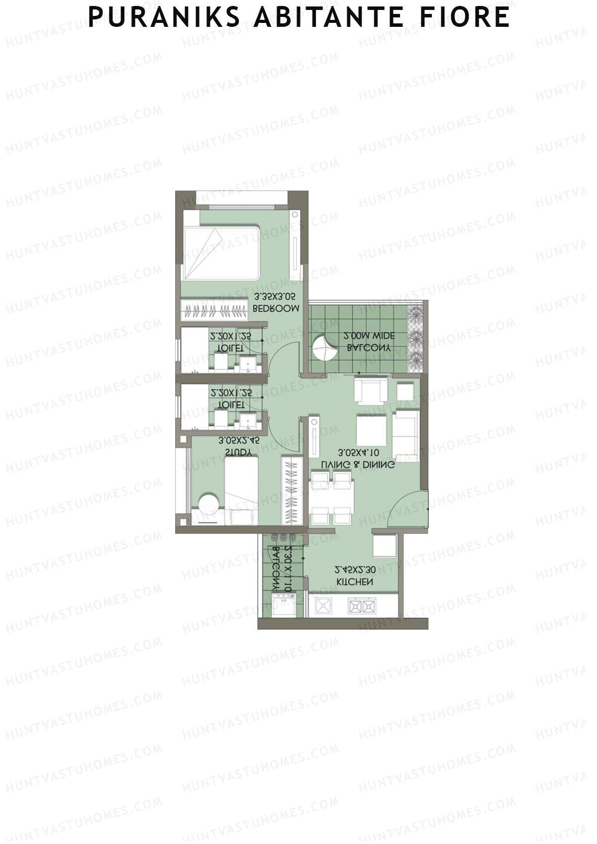Puraniks Abitante Fiore Tower I Unit 5 (Type C) Floor Plan