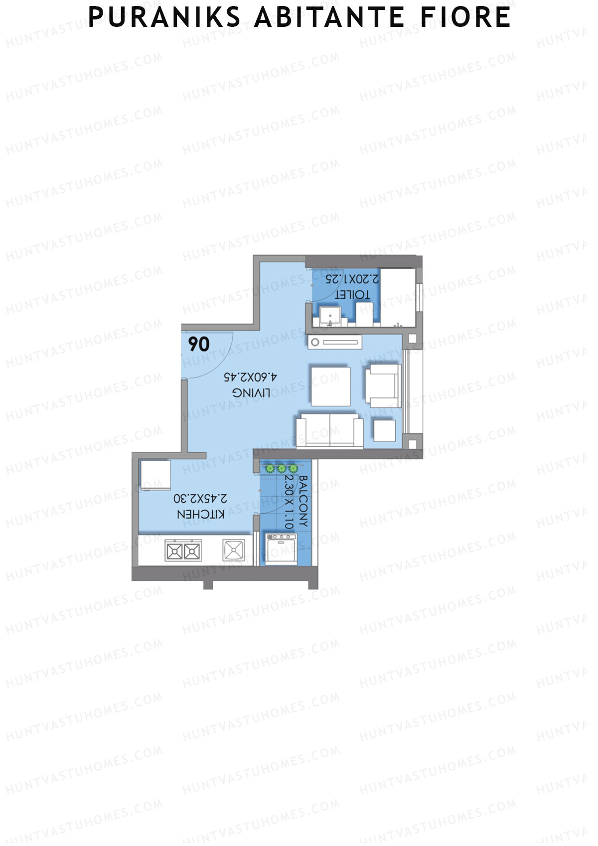Puraniks Abitante Fiore Tower I Unit 6 (Type A) Floor Plan