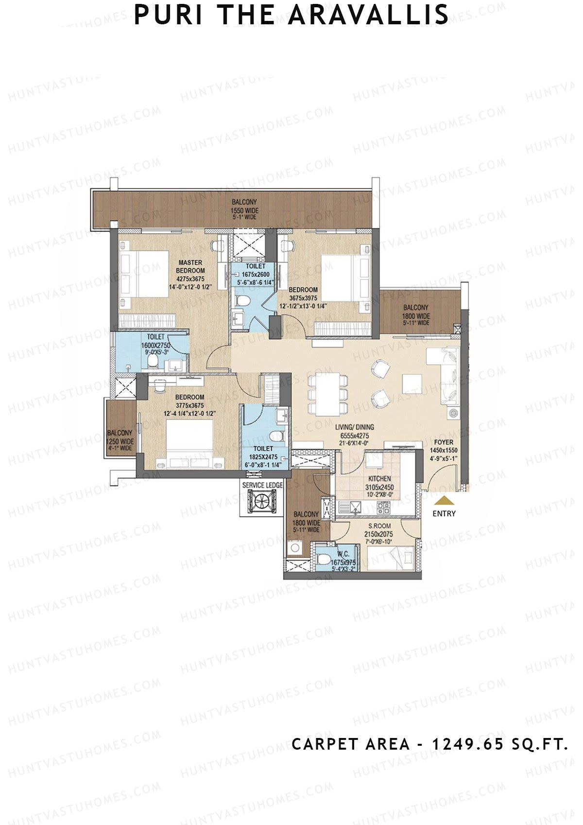 Puri The Aravallis Tower B Unit 3 (Type 3) Floor Plan