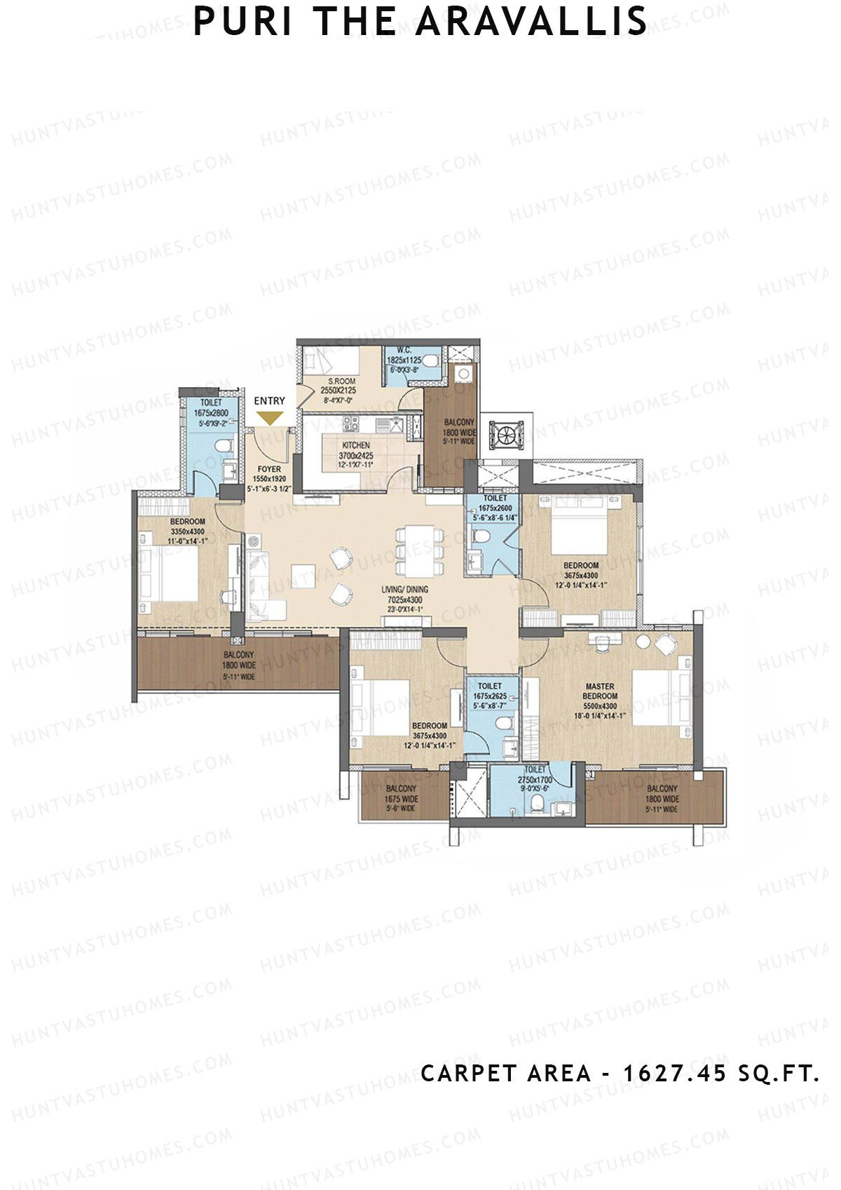 Puri The Aravallis Tower B Unit 1 (Type 1) Floor Plan