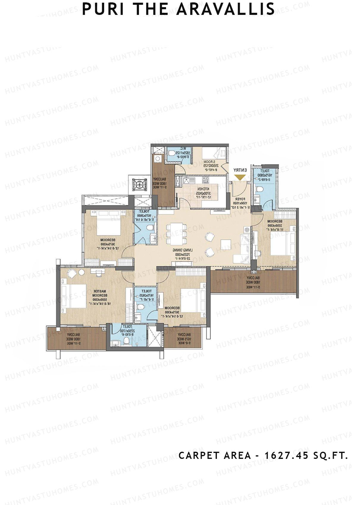 Puri The Aravallis Tower B Unit 2 (Type 1) Floor Plan