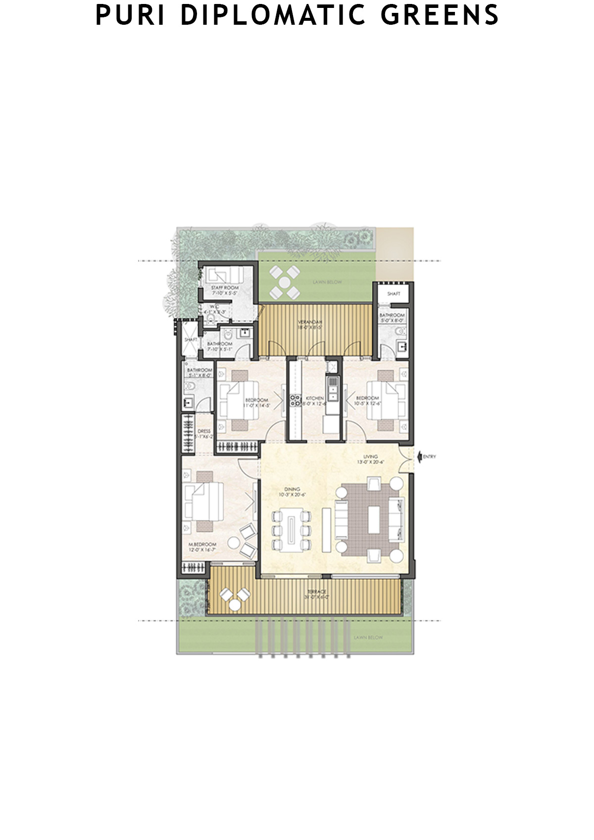 Puri Diplomatic Greens Tower A1 Unit 1 (Villa) Floor Plan