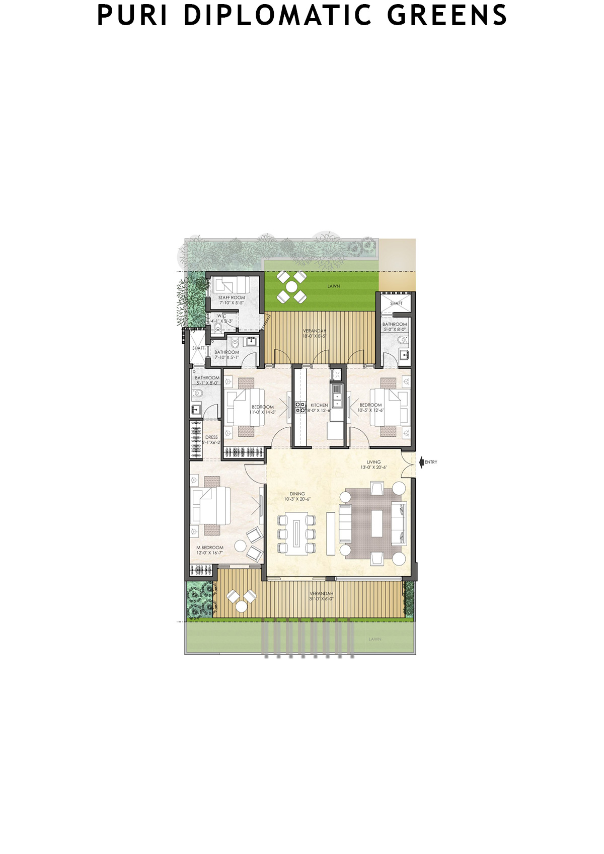 Puri Diplomatic Greens Tower A1 Unit 1 (Villa) Floor Plan