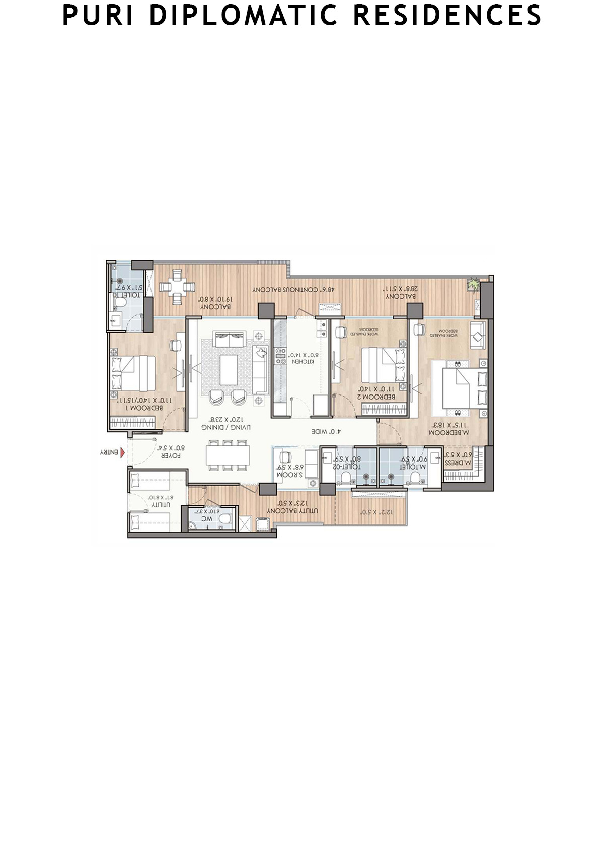 Puri Diplomatic Residences Tower B1 Unit 2 (Type 2) Floor Plan