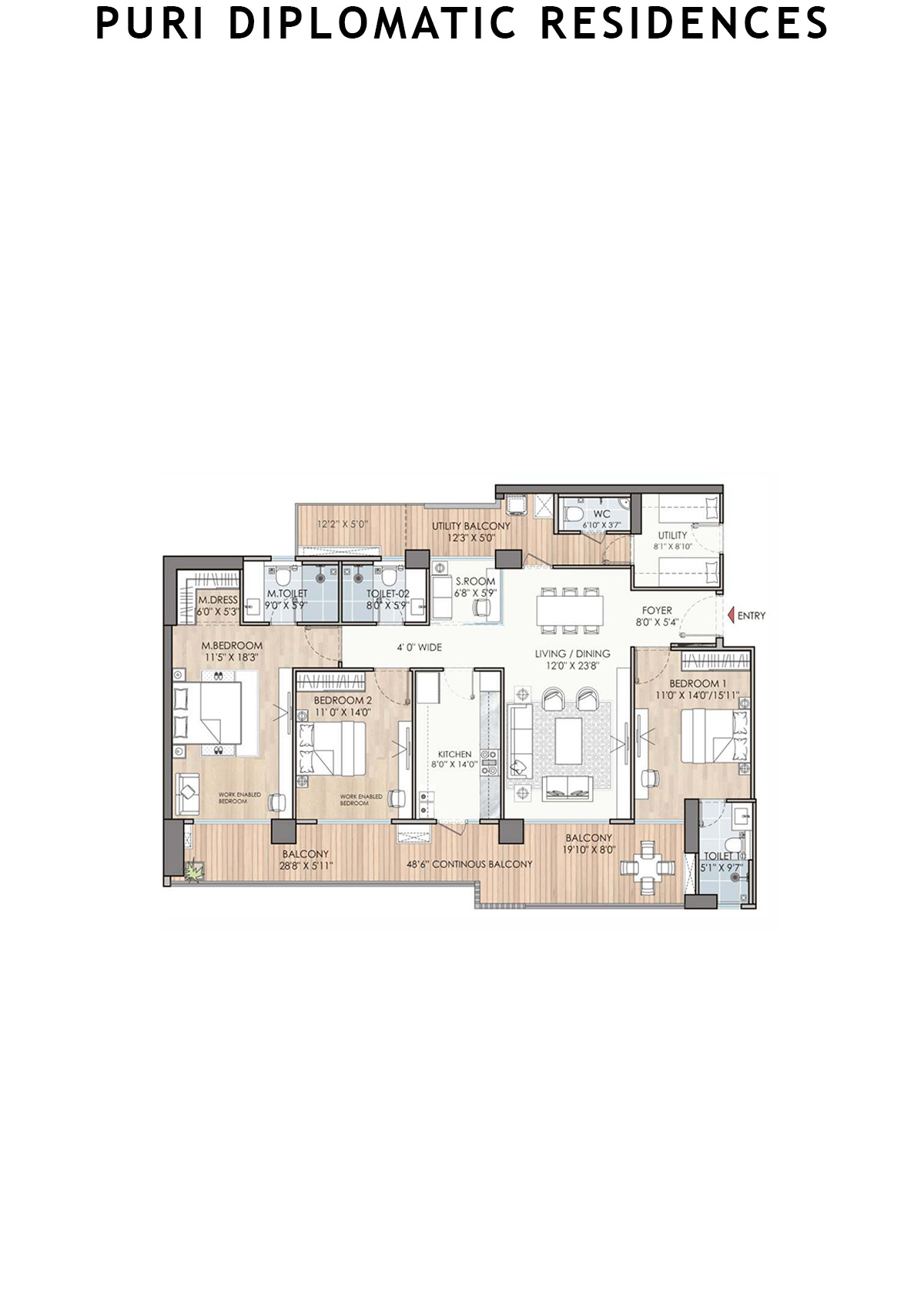 Puri Diplomatic Residences Tower B1 Unit 4 (Type 2) Floor Plan