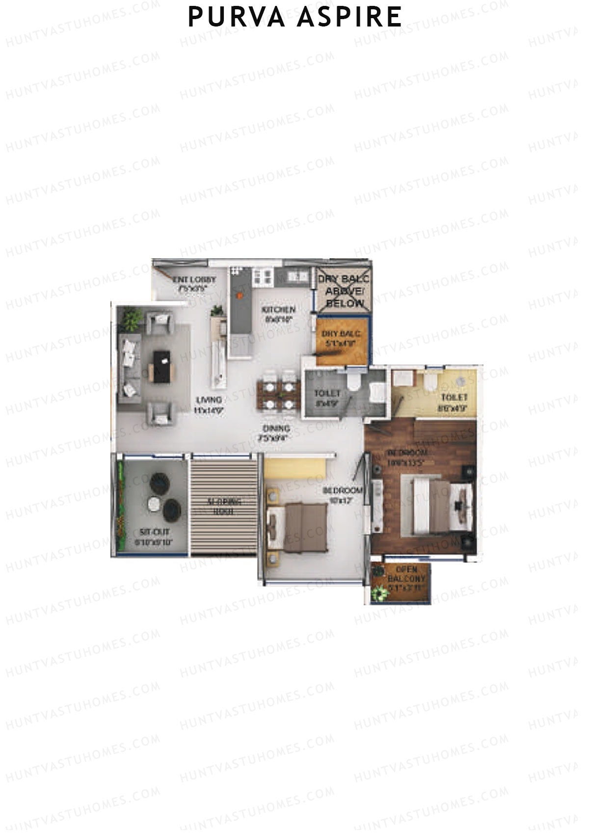 Purva Aspire Tower Jade Unit 1 Floor Plan