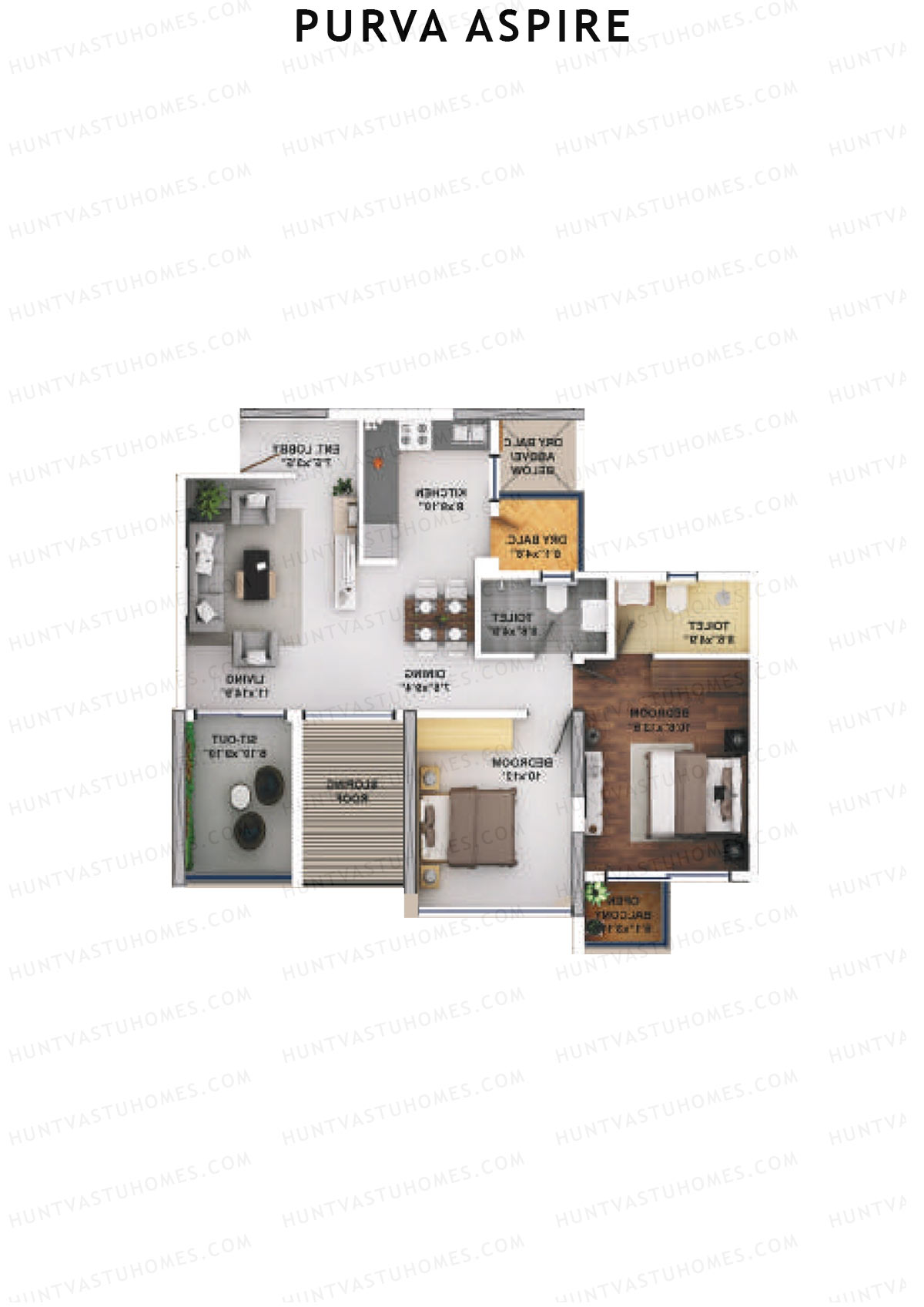 Purva Aspire Tower Jade Unit 1 Floor Plan
