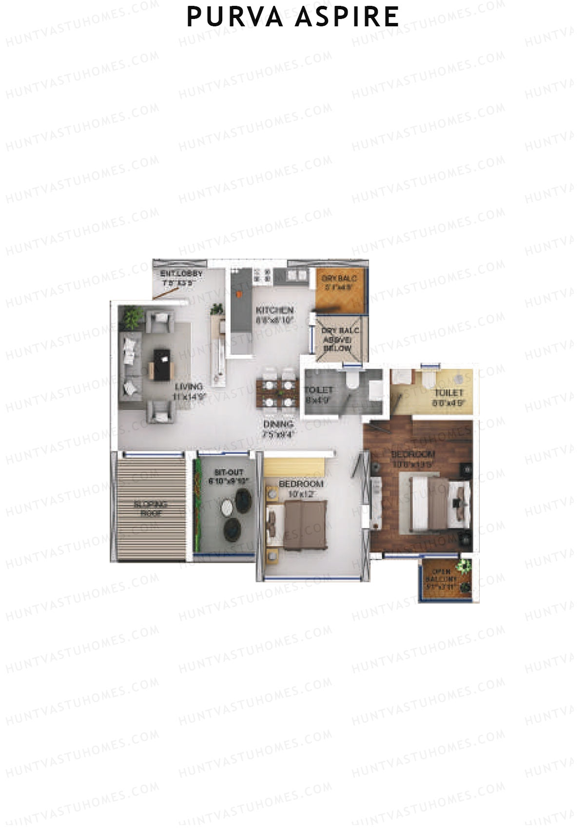 Purva Aspire Tower Jade Unit 1 Floor Plan