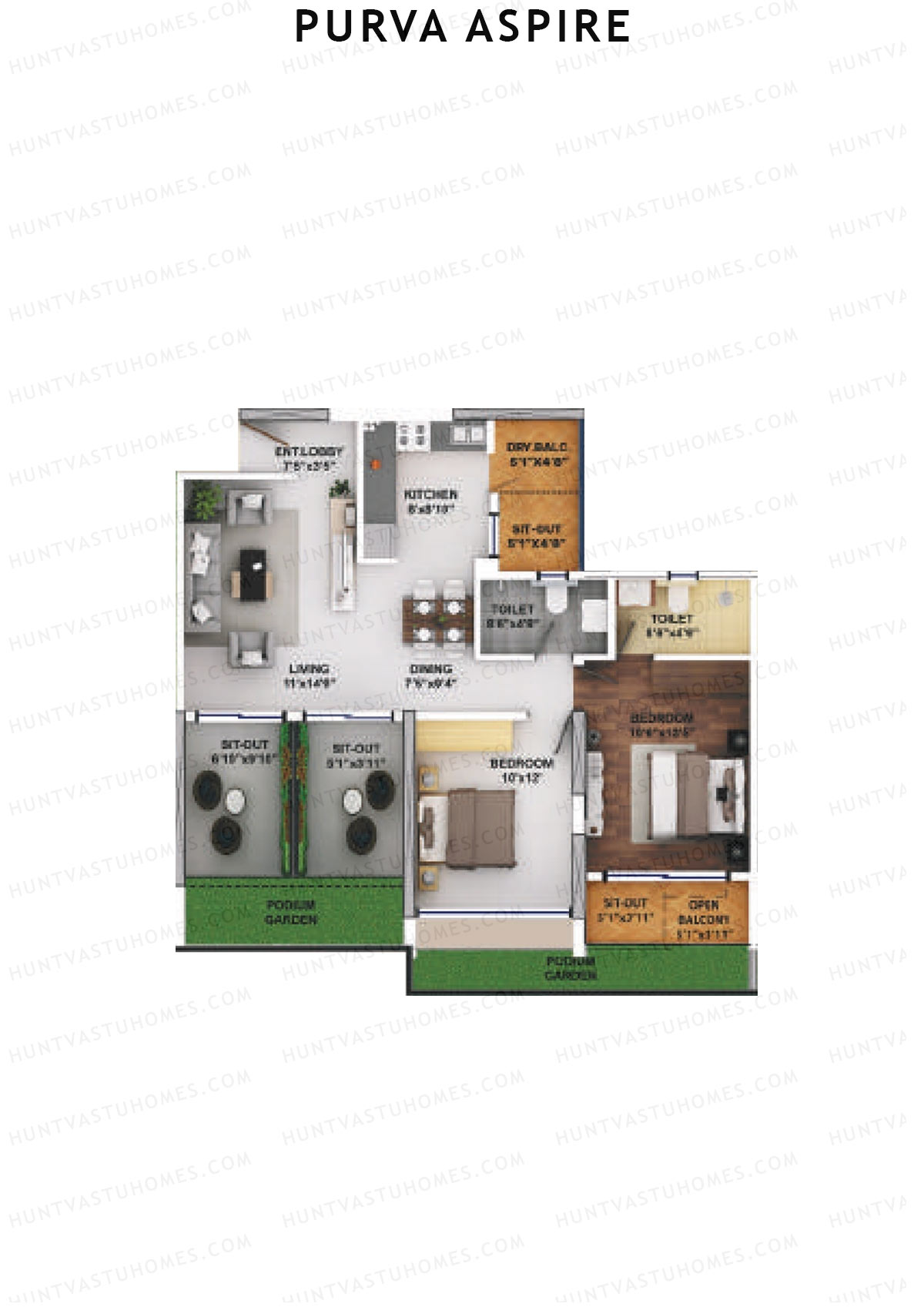 Purva Aspire Tower Jade Unit 1 Floor Plan