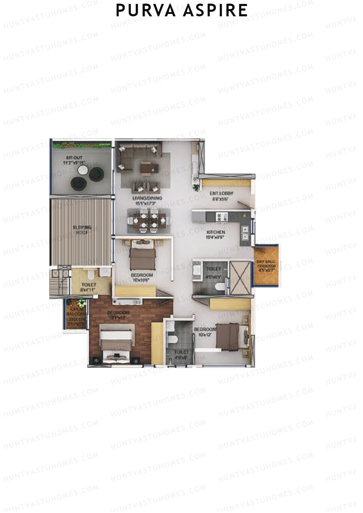 Purva Aspire Tower Jade Unit 2 Floor Plan