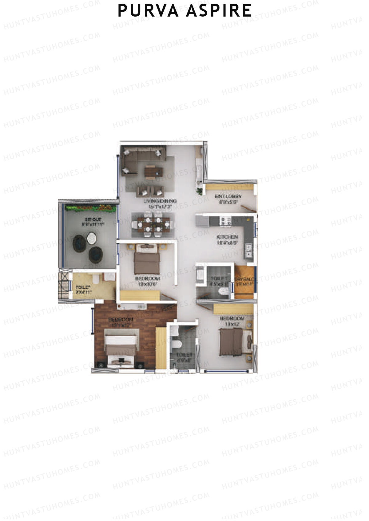 Purva Aspire Tower Jade Unit 2 Floor Plan