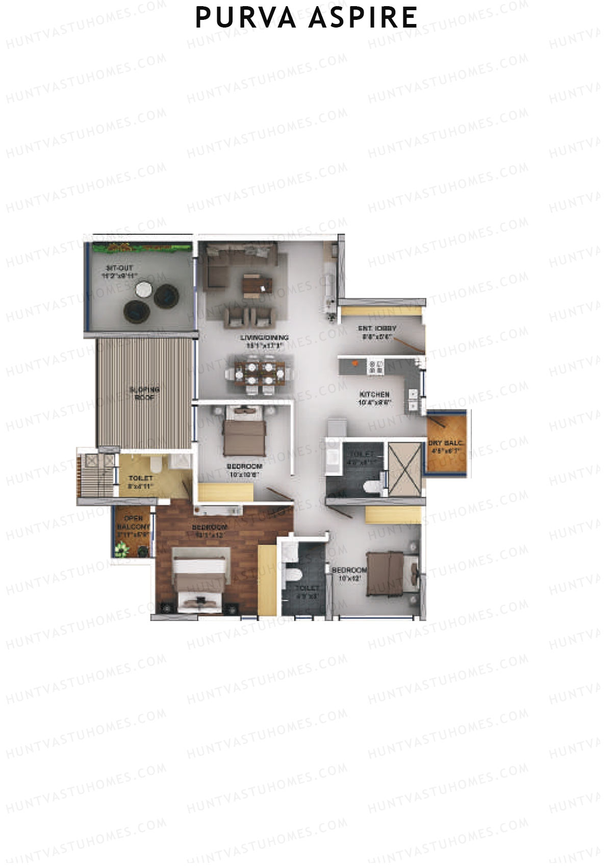 Purva Aspire Tower Jade Unit 2 Floor Plan