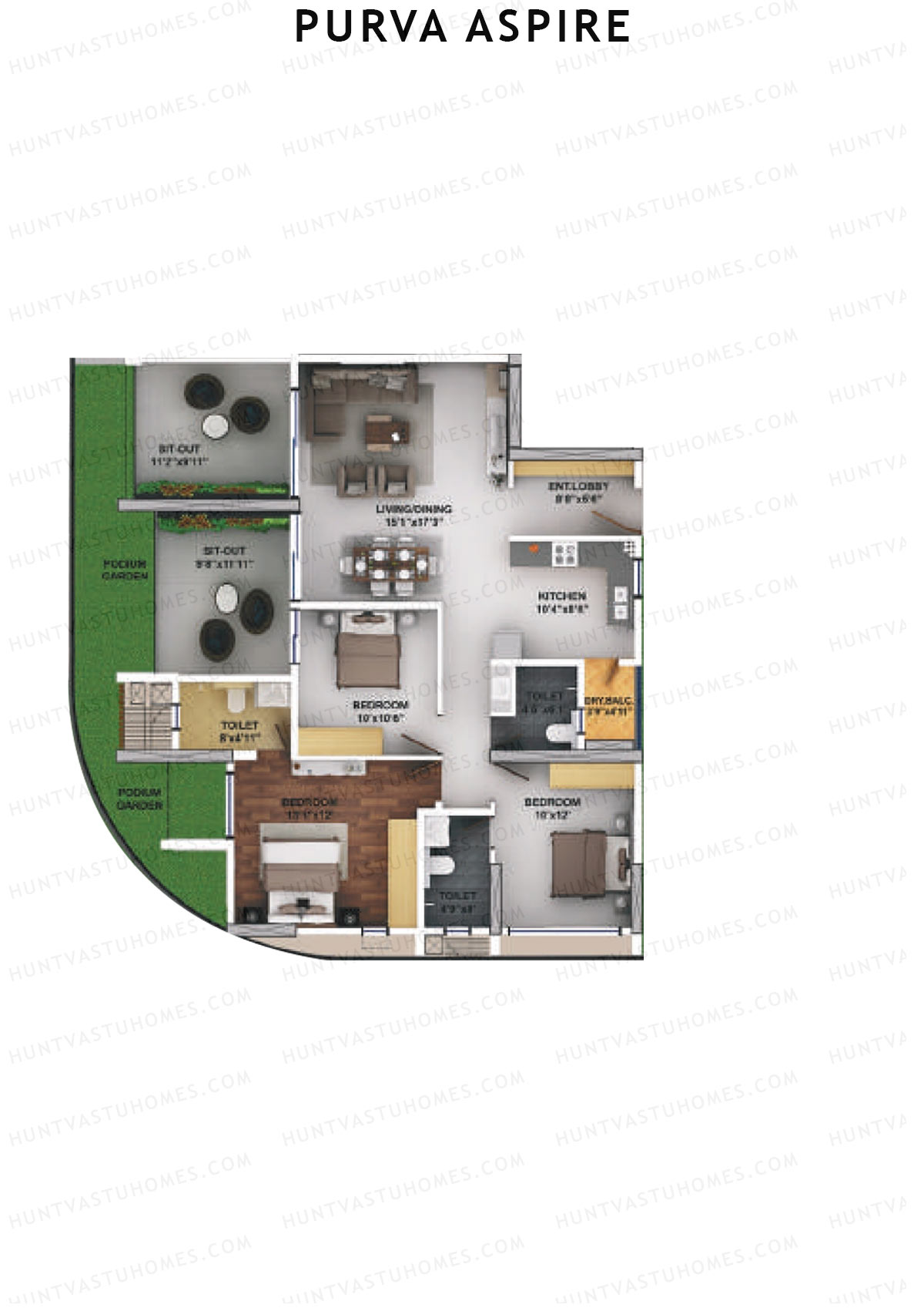 Purva Aspire Tower Jade Unit 2 Floor Plan