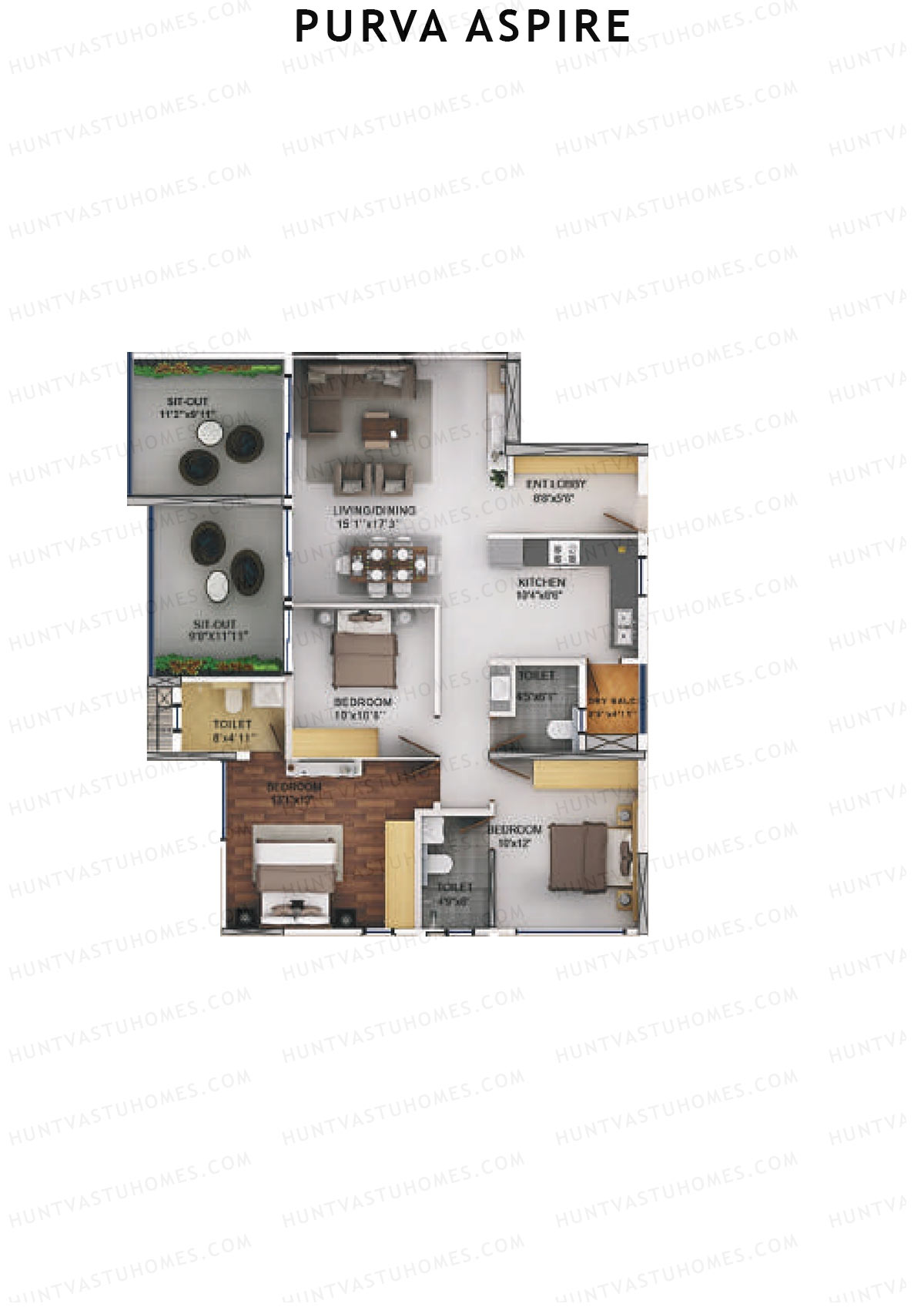 Purva Aspire Tower Jade Unit 2 Floor Plan