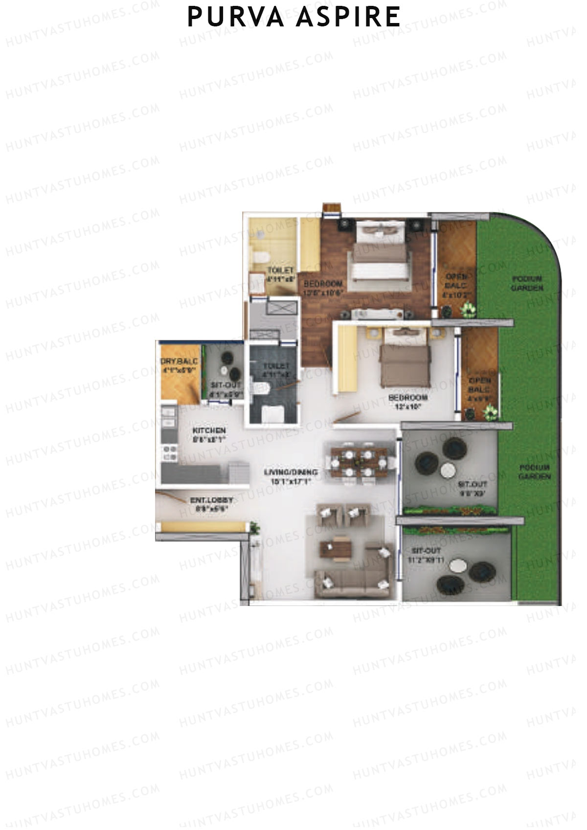 Purva Aspire Tower Jade Unit 6 Floor Plan