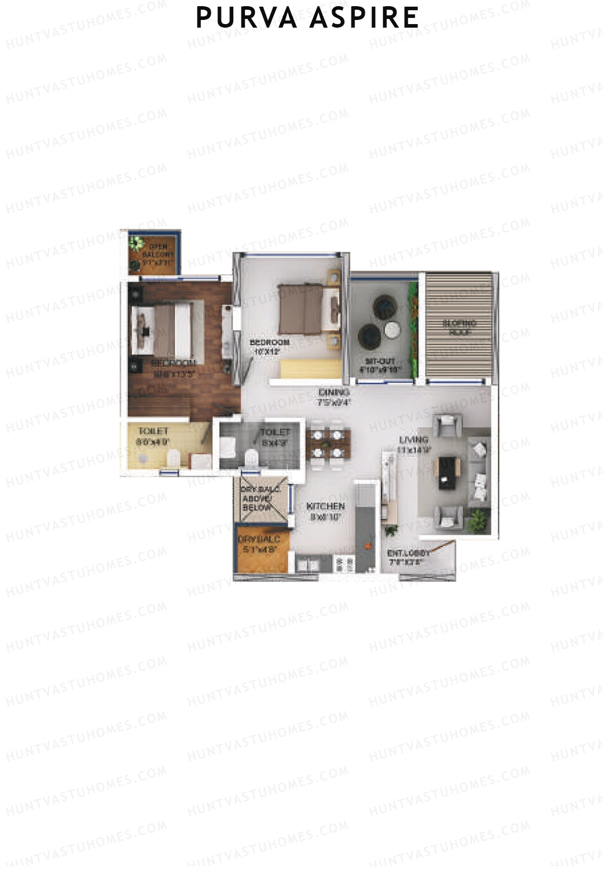 Purva Aspire Tower Ruby Unit 1 Floor Plan
