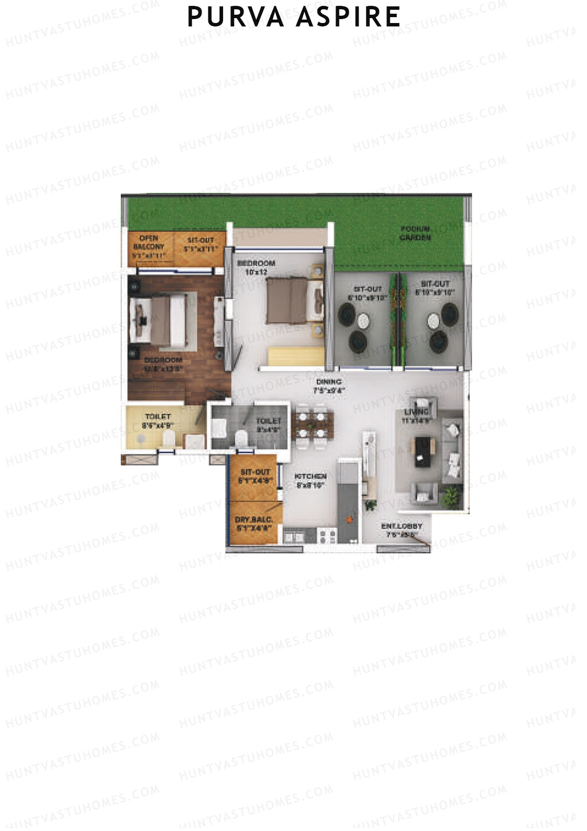 Purva Aspire Tower Ruby Unit 1 Floor Plan