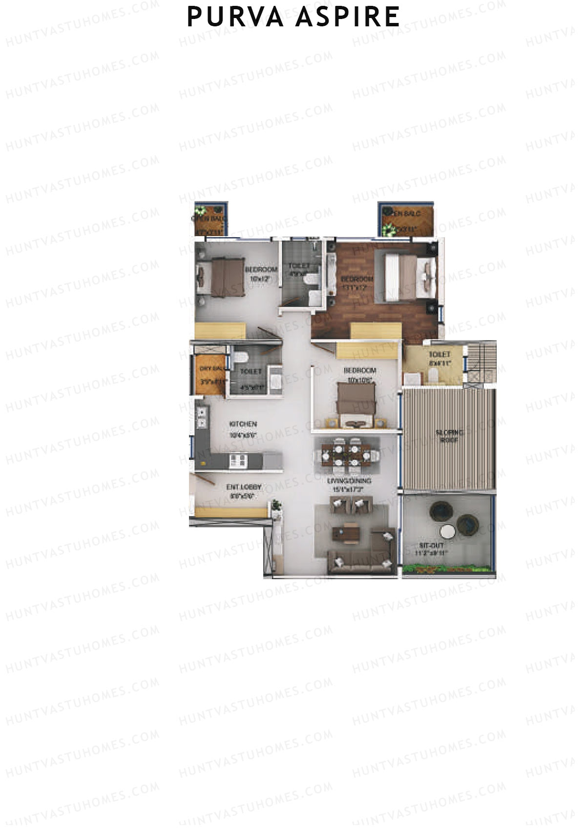 Purva Aspire Tower Ruby Unit 2 Floor Plan