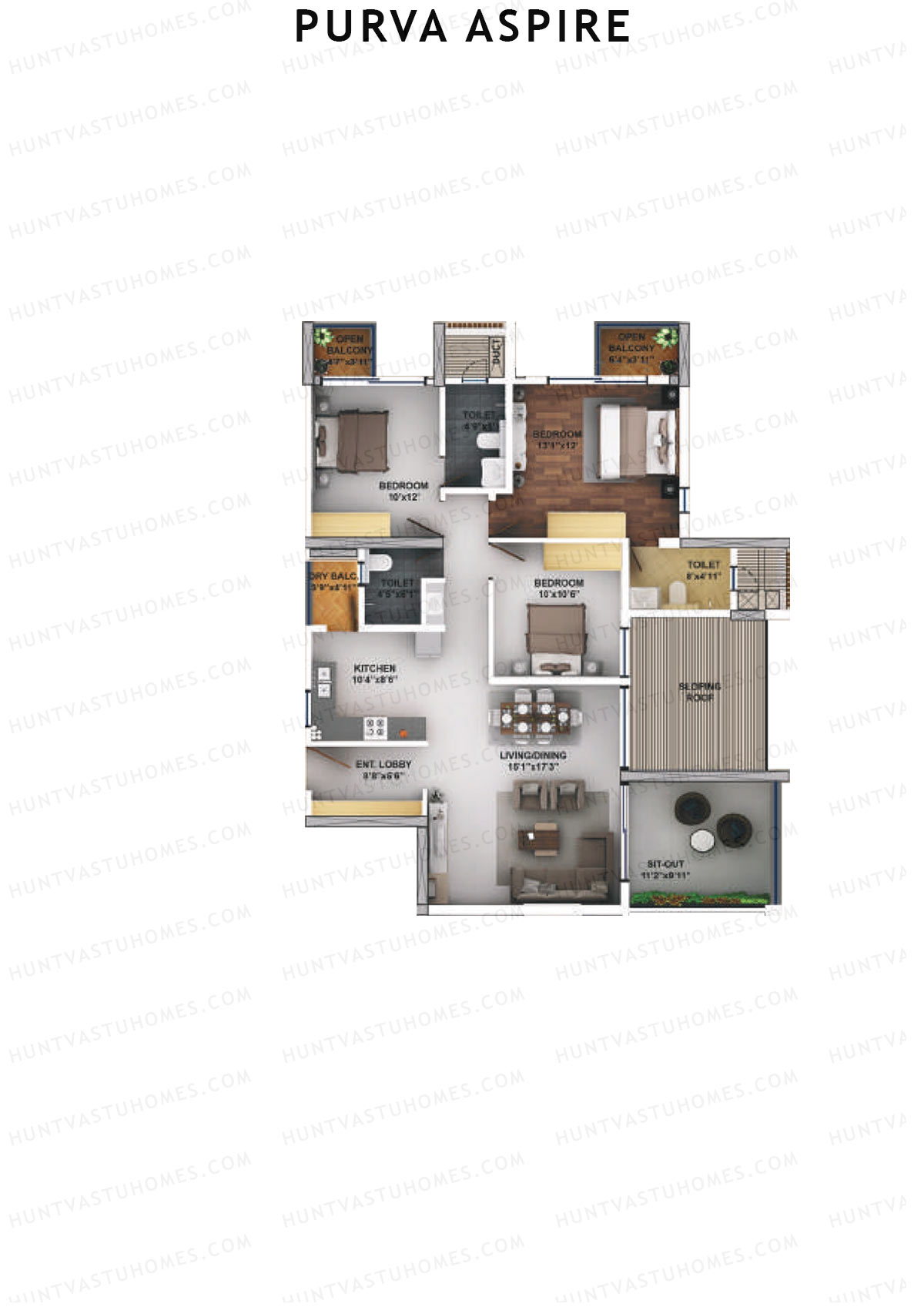 Purva Aspire Tower Ruby Unit 2 Floor Plan