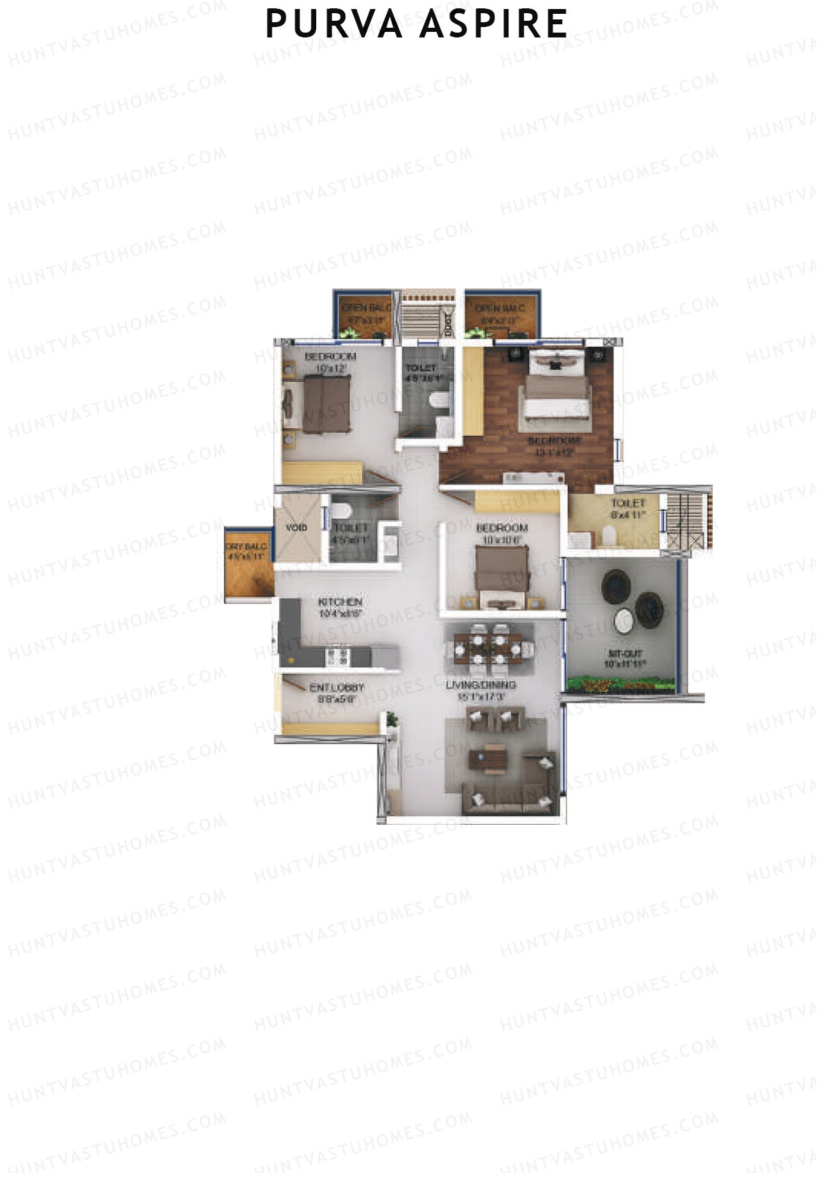 Purva Aspire Tower Ruby Unit 2 Floor Plan