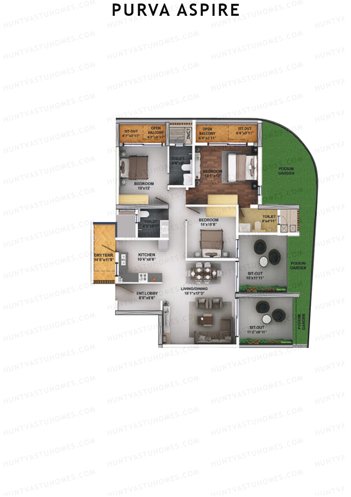 Purva Aspire Tower Ruby Unit 2 Floor Plan