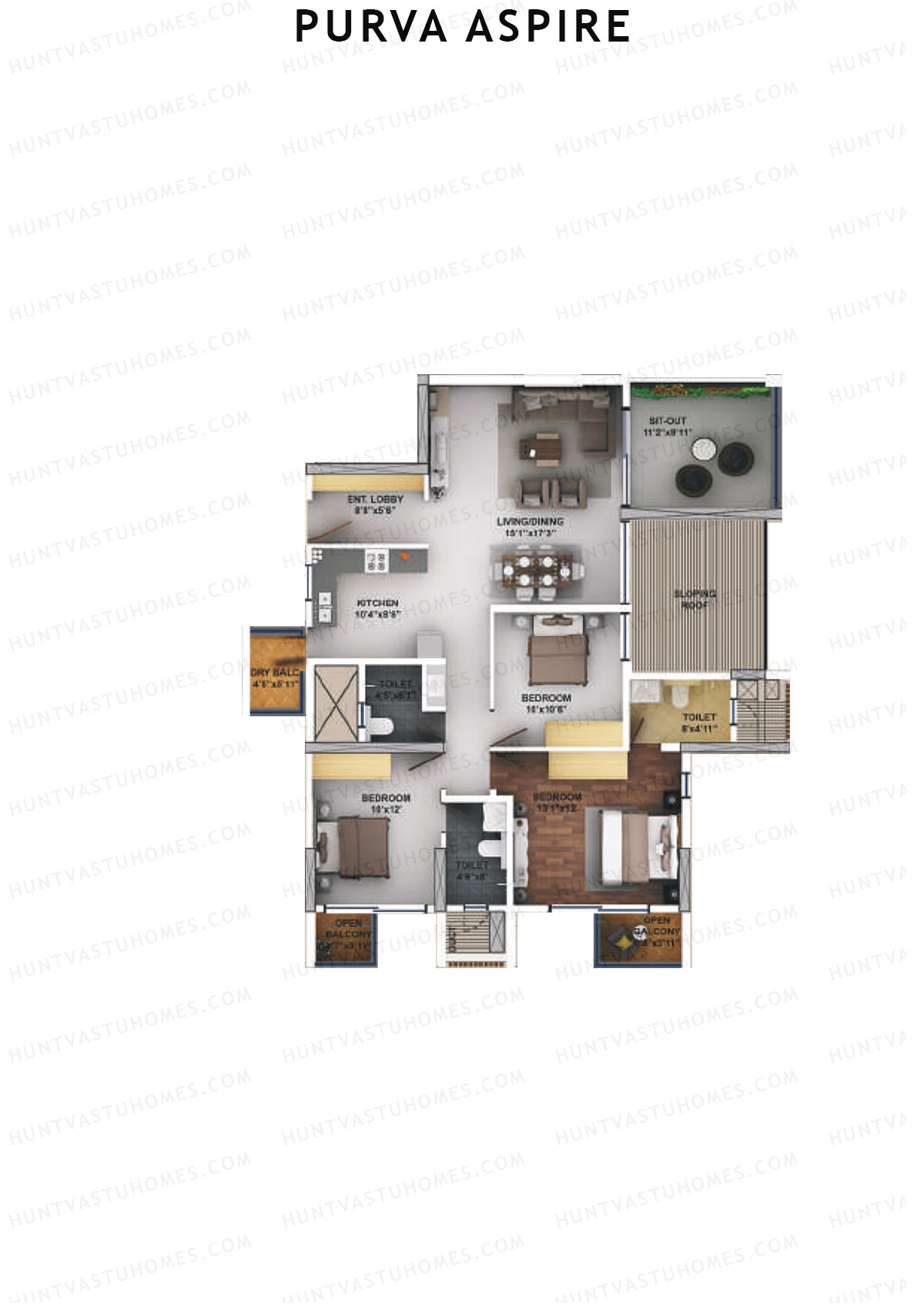 Purva Aspire Tower Ruby Unit 3 Floor Plan