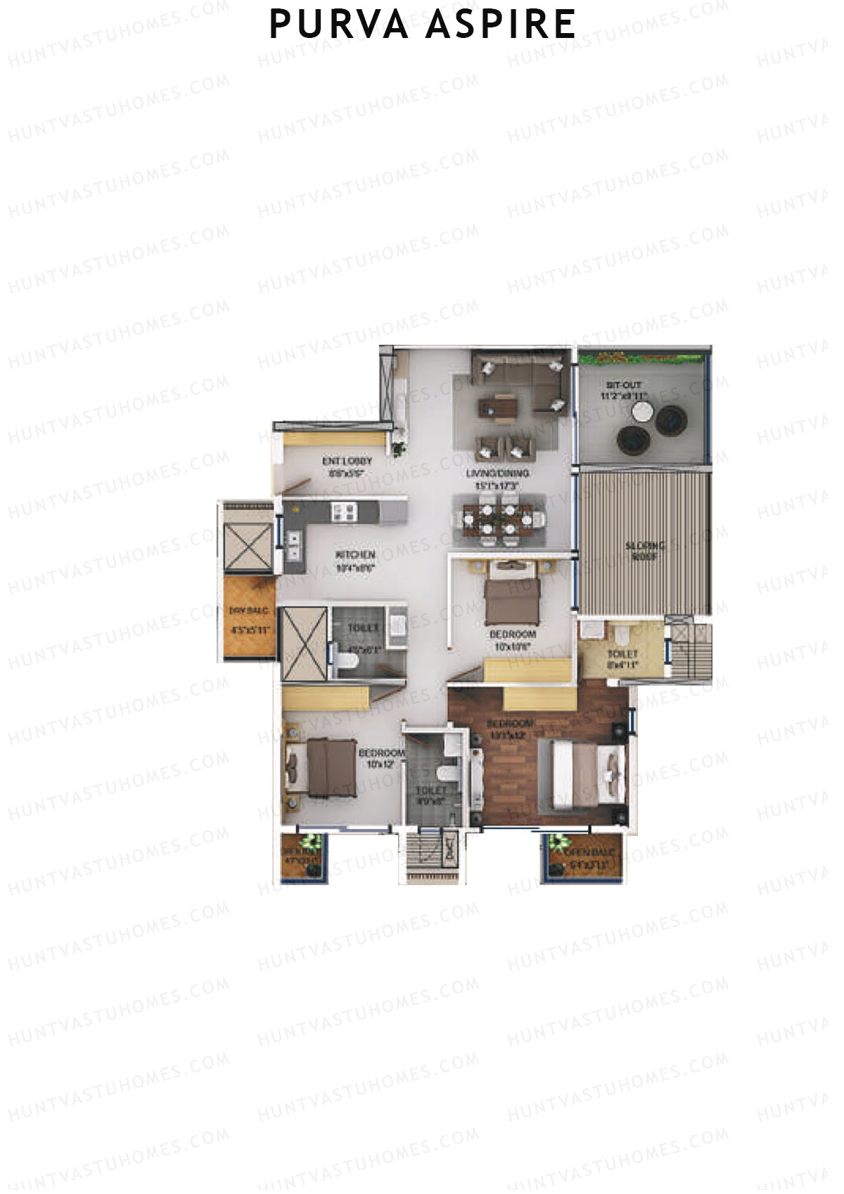 Purva Aspire Tower Ruby Unit 3 Floor Plan