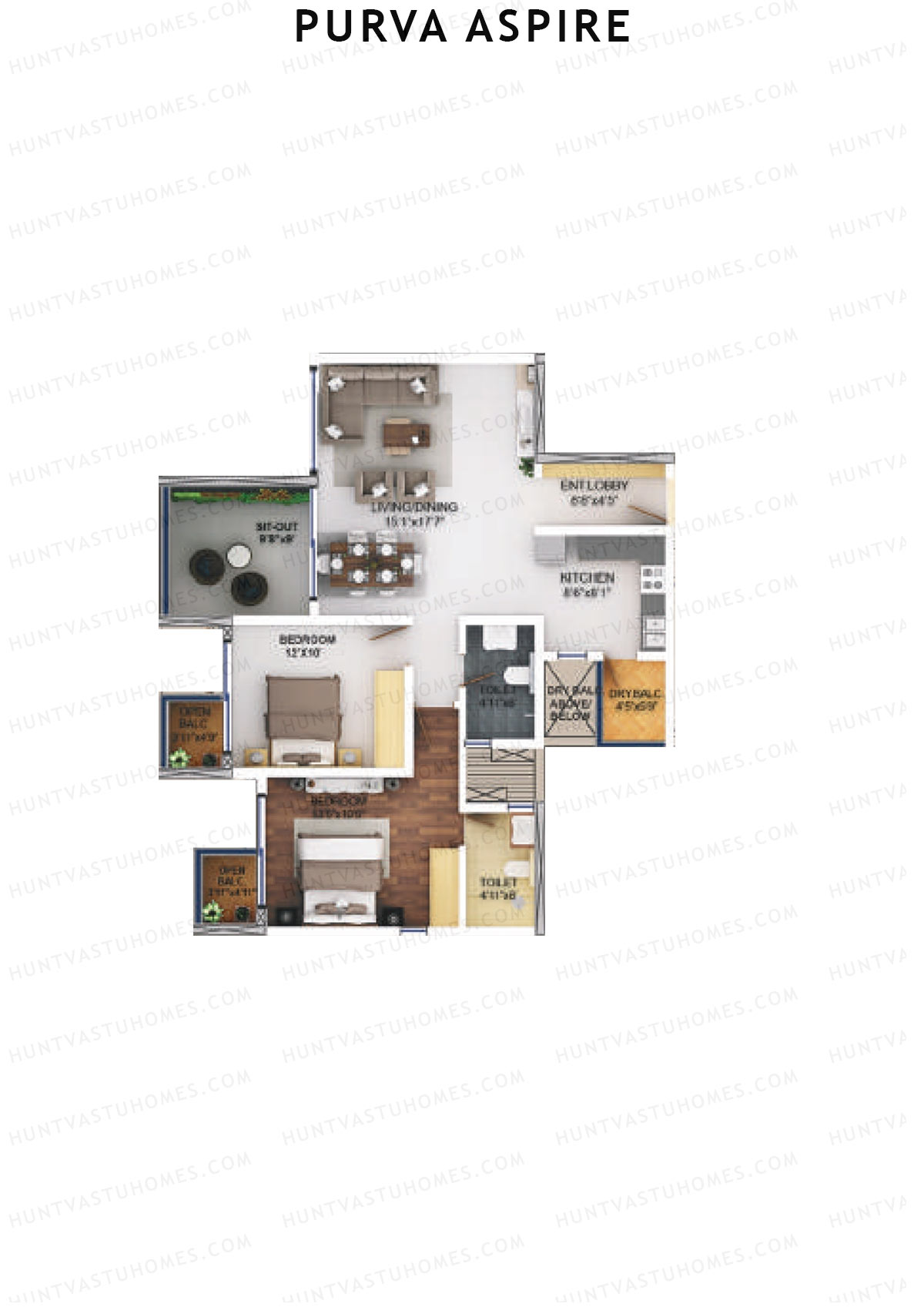 Purva Aspire Tower Ruby Unit 6 Floor Plan