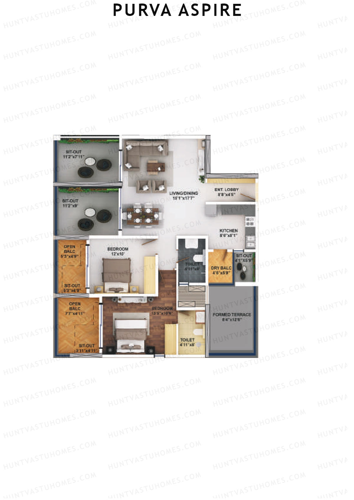 Purva Aspire Tower Ruby Unit 6 Floor Plan