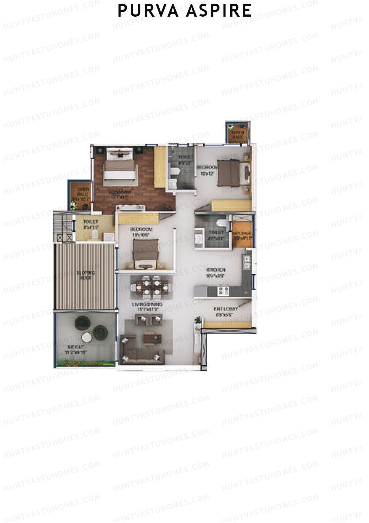 Purva Aspire Tower Ruby Unit 7 Floor Plan