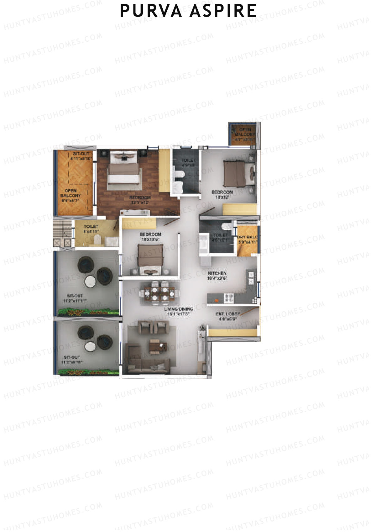 Purva Aspire Tower Ruby Unit 7 Floor Plan