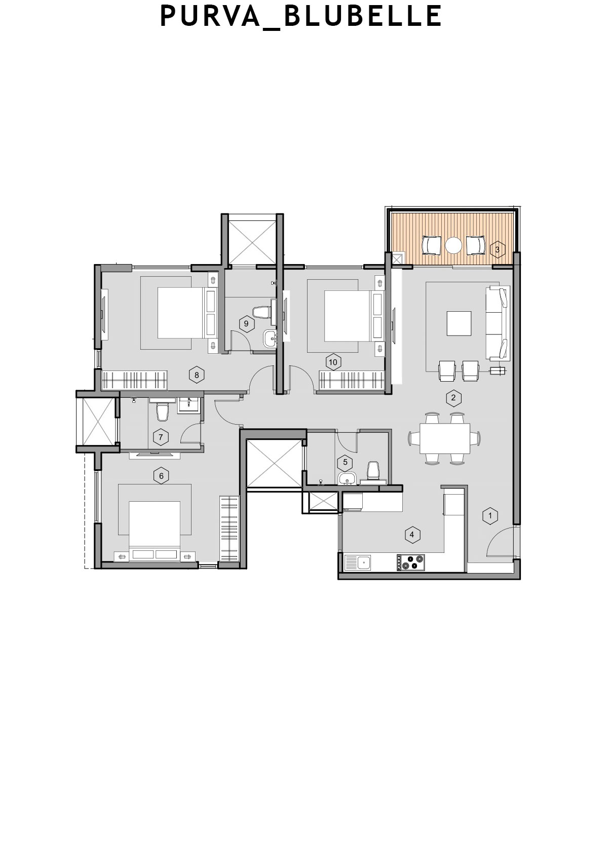 Purva Blubelle Tower A Unit 1 Floor Plan