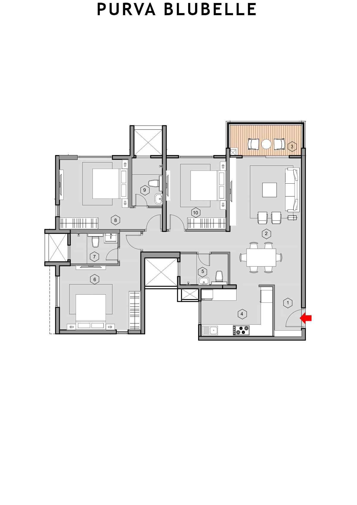Purva Blubelle Tower B Unit 1 Floor Plan