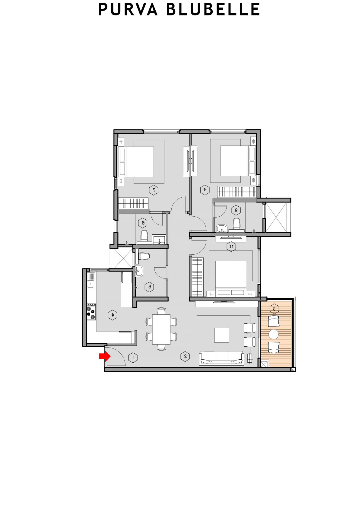 Purva Blubelle Tower B Unit 2 Floor Plan