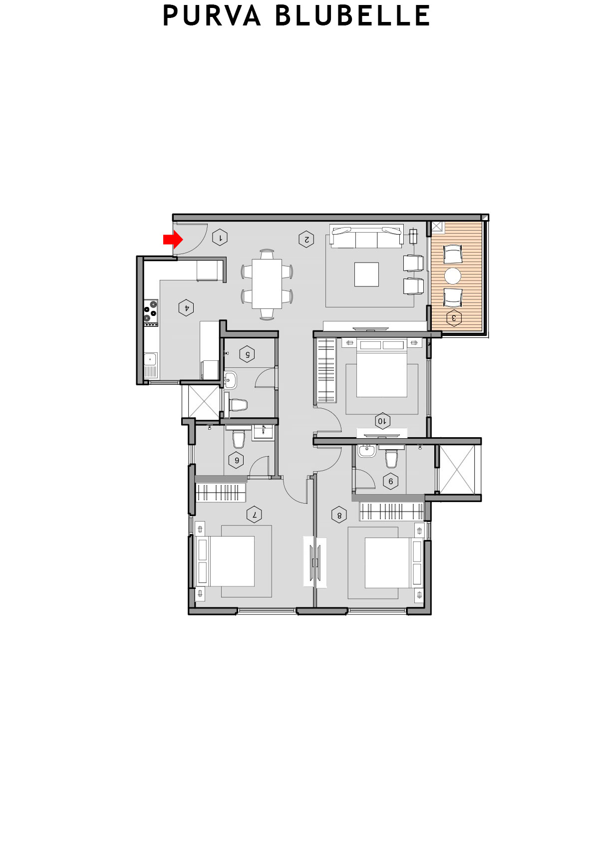 Purva Blubelle Tower B Unit 3 Floor Plan