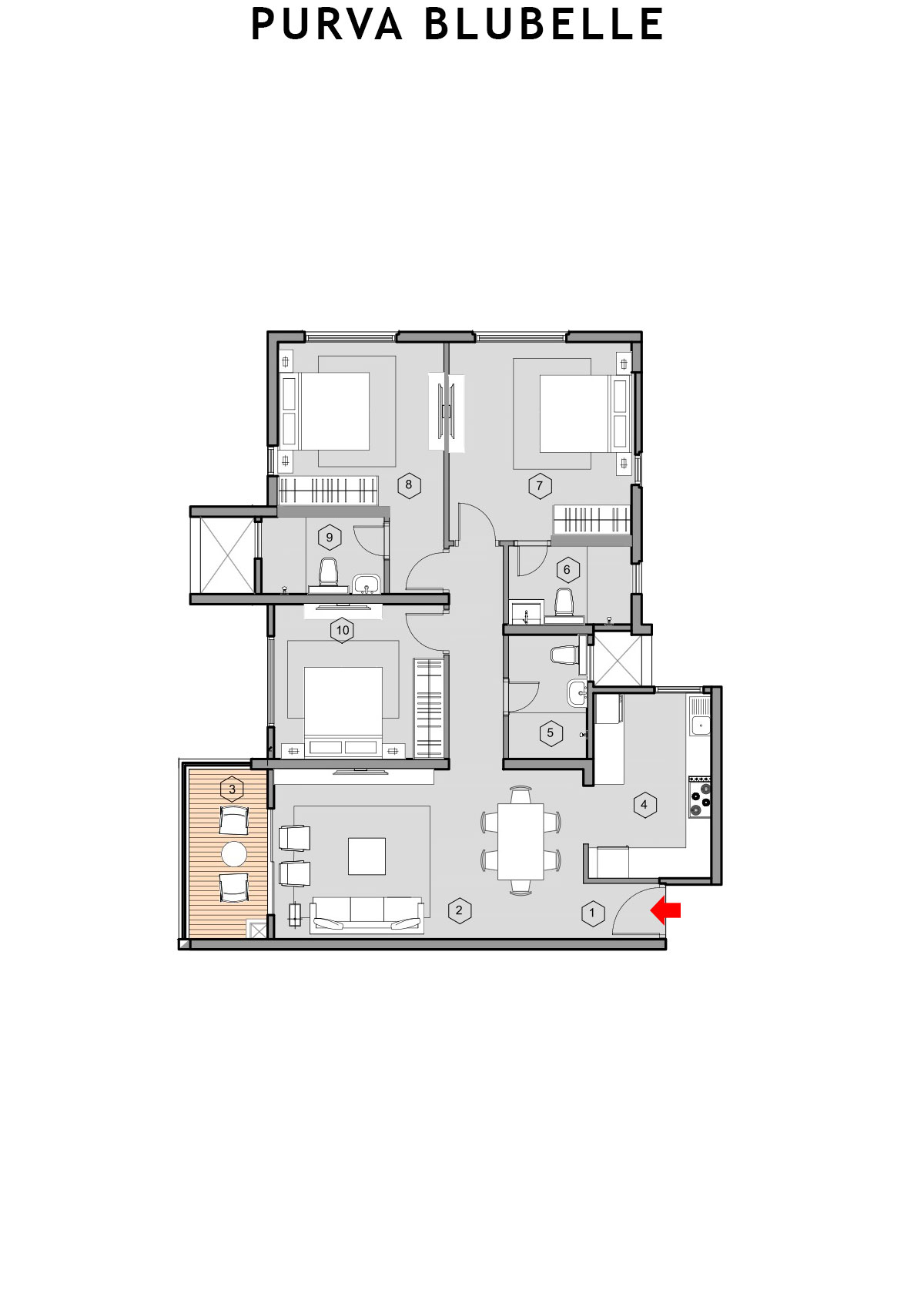 Purva Blubelle Tower B Unit 6 Floor Plan