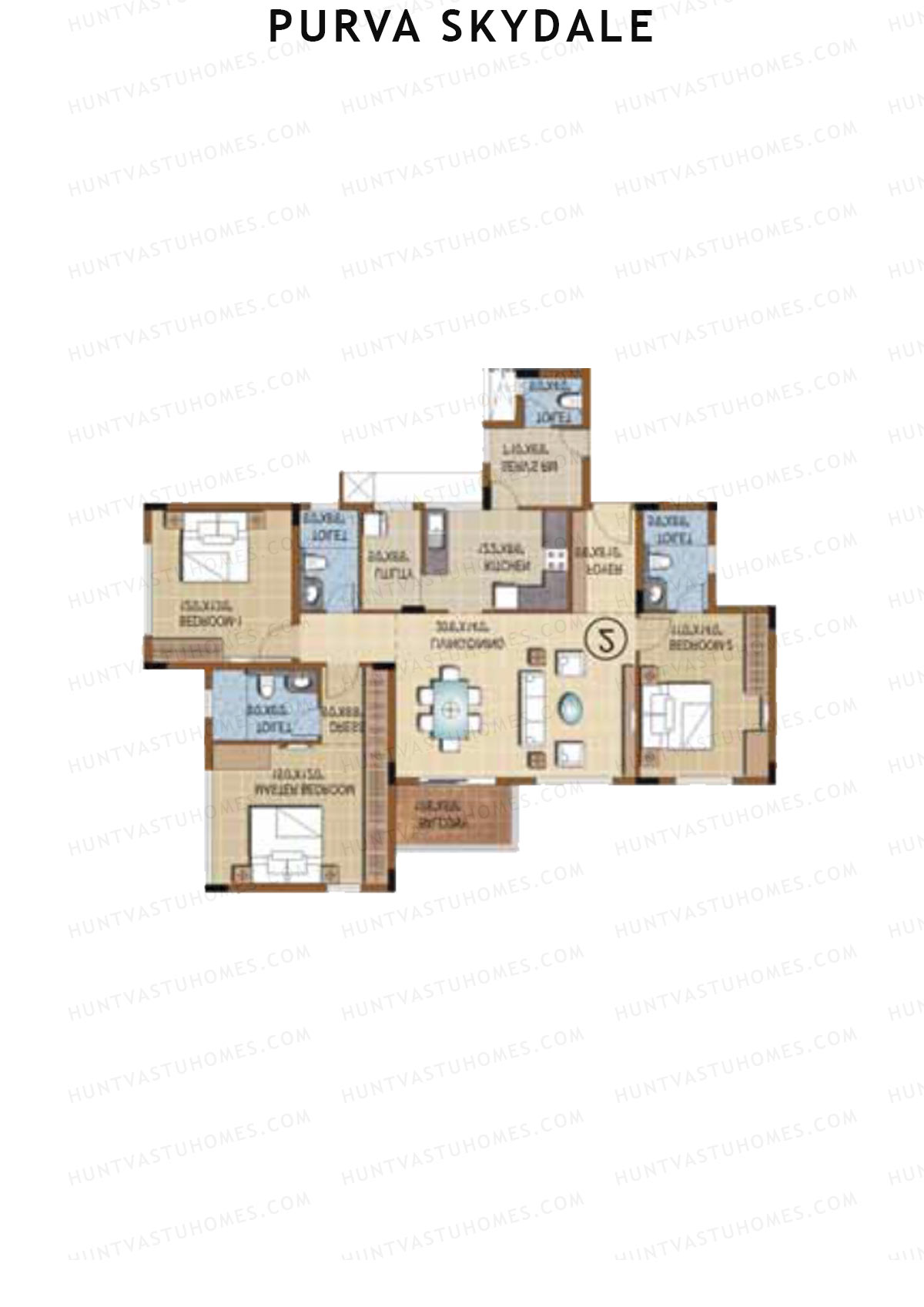 Purva Skydale Tower 1 Unit 1 Floor Plan