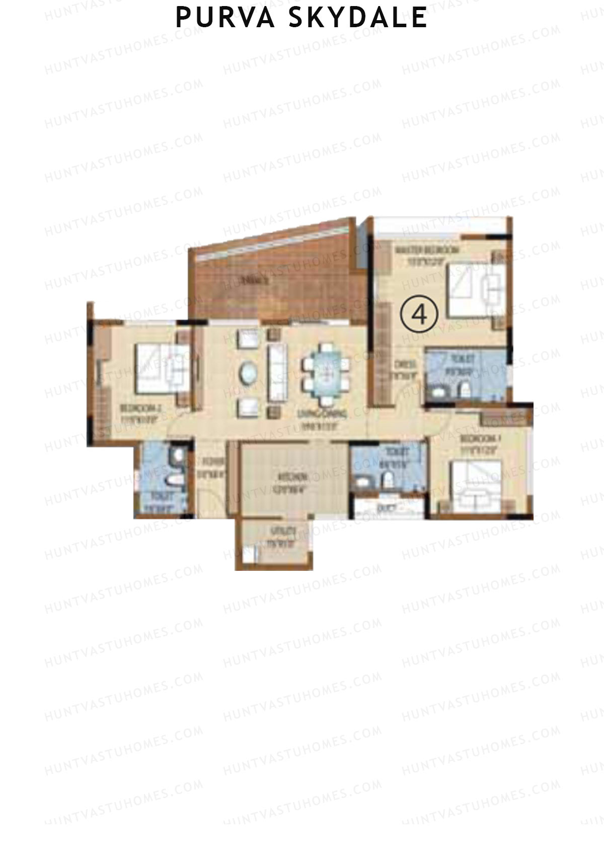 Purva Skydale Tower 1 Unit 4 Floor Plan