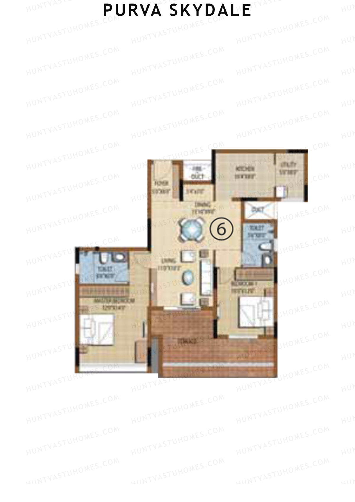 Purva Skydale Tower 1 Unit 6 Floor Plan
